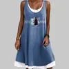 Venda Quente Transfronteiriça Novo Body Feminino Estampa Digital 3D Vestido de Praia Solto Casual Body Vestido Feminino