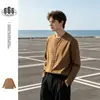 Camisa de cuadros retro estilo japonés sin cuello ORIGTEEN, corte holgado, unisex, algodón puro, camisa de manga larga para primavera y otoño C7010