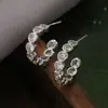Pendientes de Aro de Diseño de Nicho Minimalistas y de Moda con Diamantes, Forma de C, Elegantes y Únicos, Lujo Ligero, Exquisitos Pendientes de Botón Vintage para Mujer