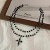 Colar de Cristal de Alta Qualidade em Camadas, Pingente de Cruz Punk Dark Love, Corrente para Clavícula, Colar Personalizado de Nicho