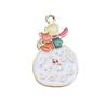Tenedor cuchara de dibujos animados conejito principito rosa roja aleación colgante accesorios para joyería DIY colgante de llavero