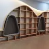 Estantería Curva Minimalista Moderna de Pie Gabinete de Rejilla de Madera para Jardín de Infancia Combinación para Sala de Lectura Escolar Estantería