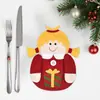 Conjunto Criativo de Faca e Garfo de Natal Desenho Animado Papai Noel Conjunto de Louças Bolsa de Armazenamento Suprimentos para Decoração de Festa de Feriado