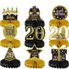 Decoración de Mesa para 16º Cumpleaños Negro Dorado Panal de Abeja Mesa Decoraciones para Fiesta de Cumpleaños Suministros Adornos de Panal para Fiesta