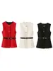 Venta al por mayor Verano 2026 Nueva Ropa Femenina Estilo Europeo y Americano, Chaleco Elegante de Tres Colores Decorado con Botones 26214