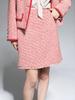 [Shengdu] 26 Otoño Nuevo Estilo Urbano Francés Chaqueta de Traje de Tweed de Lana Roja Estilo Chanel y Falda para Mujer