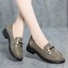 Couro Macio Sola Macia Sapatos de Couro Femininos 2023 Novos Salto Baixo Sapatos Femininos Casuais Camada Única Sapatos Confortáveis Meia-idade Primavera e Outono Sapatos para Mãe