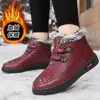 Botas de Cuero de Algodón Grueso y Forradas de Polar para Invierno para Personas de Mediana Edad y Mayores, Botas de Nieve Impermeables y Cálidas de Estilo Chino, Zapatos de Algodón Antideslizantes de Suela Gruesa para Personas Mayores