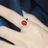 Novo Anel de Pedra Preciosa Rubi Ônix Esmeralda Personalidade Clássico Elegante Feminino Simples Pedra Olho de Gato Banhado a Ouro Micro Zircônia
