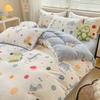 Conjunto de Roupa de Cama Quatro Peças Classe A Amigo da Pele para Dormir Nu, Lençol de Algodão Lavado, Conjunto de Três Peças para Casa de Temporada, Dormitório de Estudante
