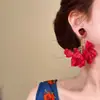 Aretes Borla Flor Rosa Romántica Retro Francesa Mori Super Hada Rojo Nicho Elegante Joyería Boda Vacaciones