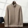 Otoño e Invierno Nuevo Suéter de Cachemira de Montaña de Cuello Medio Alto Cárdigan de Punto para Hombre Chaqueta Gruesa de Doble Capa con Cremallera Holgada para Combinar con Todo