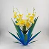 Adornos Metálicos de Agave de Hierro Artesanías de Hierro Orquídea Mariposa Decoración Exterior Clavel Jardín Plantas Artificiales