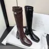 Botas Altas de Tacón Alto con Punta Cuadrada Retro 2026 Otoño/Invierno Adelgazantes para Piernas Aumentadoras de Altura Piel Suave Botas Altas Versátiles para el Trabajo Botas Adelgazantes