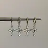 Pendientes de Cruz de Zirconia Completa Retro de Lujo Ligero para Mujer, Gama Alta, Únicos, Tendencia de Moda de Nicho, Pendientes Versátiles