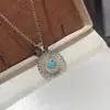 Colar de Margarida Turquesa Escovada Vintage Prata para Mulheres 2025 Novo Corrente de Clavícula Choker de Luxo Leve Nicho de Alta Qualidade