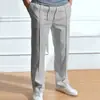 Calça Casual Transfronteiriça Amazon 2024 Masculina Cor Sólida Esportiva Cintura Alta Cordão Calça Longa Tamanho Grande Estilo Primavera e Outono