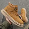 Otoño e Invierno Nuevas Botas Cortas Casuales de Trabajo de Suela Gruesa de Caña Alta para Hombre Moda Tendencia Botas Martin Antideslizantes Resistentes al Desgaste
