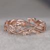 Wecheng deseo Anillo de Diamantes de Hojas de Vid de Flores de la Suerte Más Vendido Europa y América Chapado en Oro Rosa de 14K Joyería de Mano de Flores