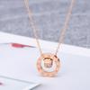 Elegante cadena corta para clavícula de mujer estilo coreano, versátil, chapada en oro de 18 quilates, con incrustaciones de diamantes, doble anillo, collar romano, en stock de fábrica