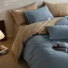 Conjunto de quatro peças 100% algodão escovado de alta contagem de fios, capa de edredom simples de algodão puro estilo nórdico, lençol de cima, lençol com elástico, conjunto de cama