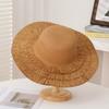 Sombrero de Paja con Lazo Daquan Sombrero de Playa de Verano para Mujer Sombrero de Ala Ancha con Cinta Sombrero para el Sol con Cinta de Perlas Sombrero Protector Solar