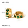 Pendientes de moda con incrustaciones de circonita verde de amor de acero inoxidable chapado en oro de 18 quilates estilo INS europeo y americano transfronterizo para mujer