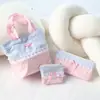Bolsa de Mão com Laço em Xadrez de Renda Estilo Coreano, Bolsa Versátil e Doce, Bolsa de Armazenamento para Viagem, Necessaire para Batom