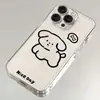 Funda de arte lineal de perro adecuada para iPhone 16 Pro Max, funda transparente de dibujos animados anti-caídas para Apple 15/16/17