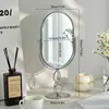 Luxo leve, espelho de maquiagem de mesa moderno, espelho de penteadeira de pernas altas, espelho redondo de alta definição, espelho de beleza, espelho pequeno para quartos de dormitório