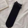 Meias para Mulheres Verão Cor Sólida Malha Meias Brancas Renda Estilo Puro Lustre Meias Finas para Mulheres Meias de Cano Médio Atacado