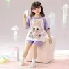 Pijama de Niña Estilo Verano Algodón Puro 2025 Nuevo Manga Corta Estilo Delgado Nezha Niñas Ropa de Casa para Niños Grandes Venta al por Mayor