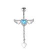 Moda Transfronteriza Uña para el Ombligo Acero Inoxidable Incrustado con Zircón Azul Anillo para el Ombligo de Lazo Joyería para Perforación Corporal