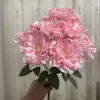 Flores artificiales de hibisco y peonía de 9 cabezas para decoración de sala de estar, habitación de bodas y decoración de bodas, arreglo de suelo para decoración del hogar
