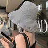 Sombrero de Pescador de Ala Ancha para Mujer, Estilo Coreano a Cuadros Pata de Gallo, Protección Solar, Hace que la Cara se Vea Más Pequeña, Protección UV