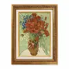 Pintura a Óleo Estilo Natureza Morta Floral Europeu com Moldura Dourada Vintage para Sala de Estar, Hall de Entrada, Hotel e Pousada, Pintura para Pendurar com Moldura, Pintura Decorativa, Arte de Parede