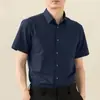 Camisa Blanca para Hombre, Manga Corta, Sin Planchar, Formal de Negocios, Corte Ajustado, Estilo Coreano, Ropa de Trabajo Profesional, Camisa Blanca Casual de Media Manga para Hombre