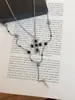 Colar Longo Empilhado Cruz Diamante Negro Subcultura Y2K Sexy Personalizado Feminino Nicho Gótico Punk Corrente Clavicular