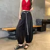Pantalones de linterna de encaje de seda helada para mujer, nuevo estilo verano 2026, cintura alta, holgados, pierna ancha, pantalones tipo globo, fluidos, protectores del sol, pantalones cortos