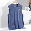 Colete Masculino de Seda Gelada Verão Esportes Fitness Camada Base Ombro Largo Treinamento Camiseta Sem Manga Fina Colete Secagem Rápida Respirável