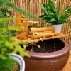 Acuario adorno de bambú con agua corriente balsa de bambú fuente de agua circulante rueda de agua de bambú paisajismo de escritorio interior método antiguo acuicultura acuario