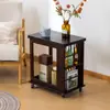 Mesa de Esquina Multifuncional Giratoria, Gabinete Lateral para Uso Doméstico, Mesa de Comedor Plegable Simple con Ruedas, Mesa Lateral Cuadrada Móvil para Almacenamiento en Sala de Estar