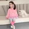 Conjunto de Moletom Fofo e Leggings para Meninas, Novo Estilo Primavera 2026, Roupa Casual Estilosa para Bebês Meninas