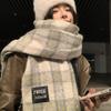 Bufanda de mujer para otoño e invierno con estampado de espiga, cálida y gruesa, de punto, para parejas, chal de mohair a cuadros estilo coreano, combinable con todo.