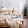Juego de punto a rayas de cuatro piezas de algodón jersey estilo japonés, ropa de cama de punto de algodón puro, mismo estilo que Muji, adecuado para dormir desnudo