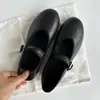 Versión de Piel de Oveja~Zapatos Planos Estilo Francés de Piel Genuina para Mujer con Correa Única Mary Janes Punta Redonda Boca Poco Profunda Zapatos Individuales