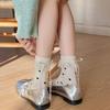 Meias de Renda Doce Estilo Japonês Meias de Comprimento Médio para Crianças Primavera e Outono Estilo Miu Meias de Amor com Sapatos de Couro Pequenos Meias Empilhadas