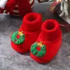 Zapatos de Algodón Navideños de Nuevo Estilo de Invierno para Bebé de 0 a 12 Meses, para Recién Nacidos, con Felpa Adicional, Suela Suave, Antideslizantes, Cálidos, Zapatos y Calcetines para Bebé