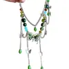 Collar con Borla de Mariposa de Pedrería de Vidrio Multicapa, Cadena para Clavícula Moderna y Versátil, Exquisito Toque de Lujo Ligero y de Alta Gama