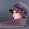 Sombrero de invierno para mujer de mediana edad y anciana, sombrero cálido para madre, grueso con forro polar, sombrero viejo, sombrero de cuenca para abuela, sombrero viejo de lana tejida